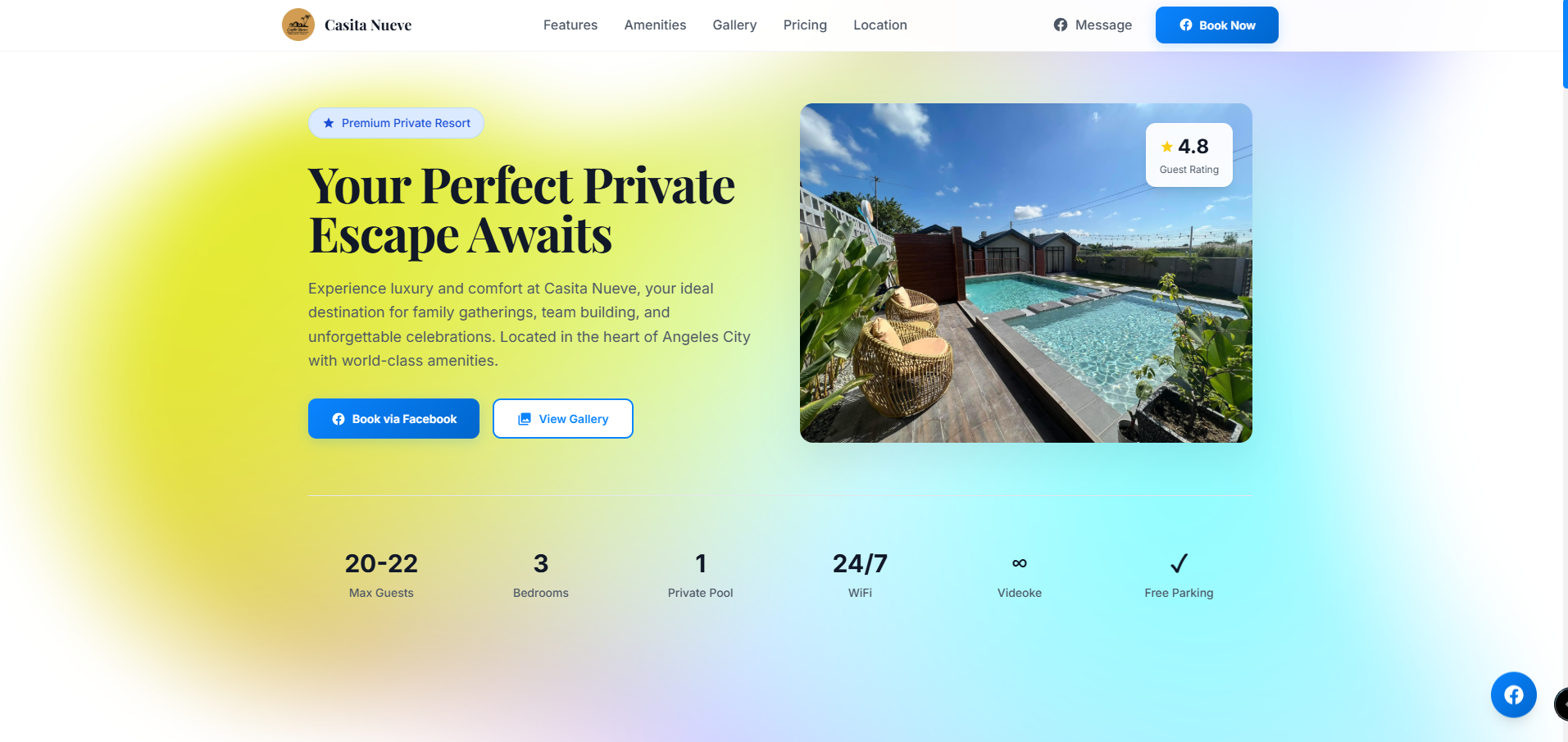 Private Resort Landing Page